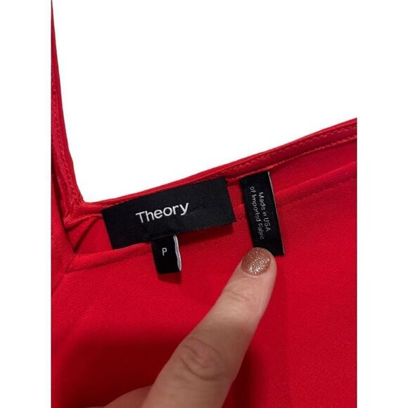 Theory Stretch V-Neck Sleeveless Side Slit Straight Hem Tunic Top Red Size Small - Picture 5 of 13